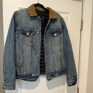 American Eagle Outfitter Denim Barn Jacket Corduroy Collar Blanket Lined SP